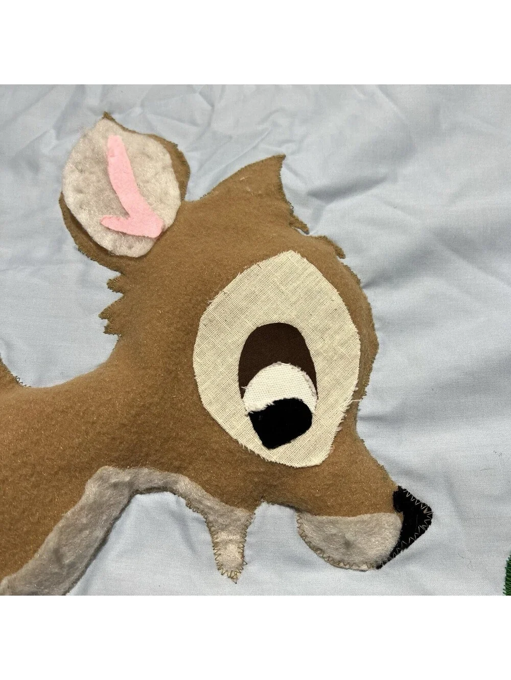 Vintage Disney Bambi and Thumper Felt Baby Quilt Blanket Wall Hanging 35” x 56”